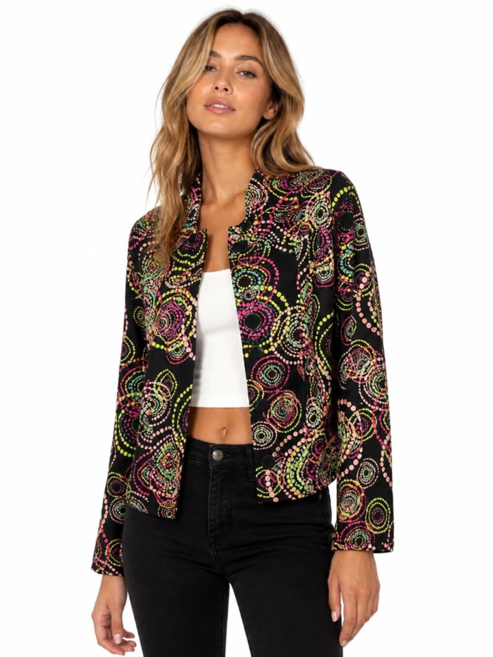 Lifestyle Jacket Swirl Print Size Large Abstract Eclectic Artsy Statement Boho